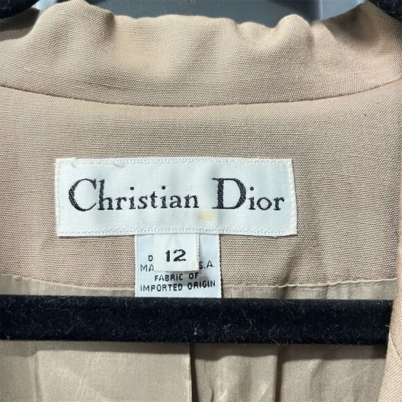 Christian Dior Blazer Women's 12 Tan Coat Jacket Notched Collar - Picture 2 of 11
